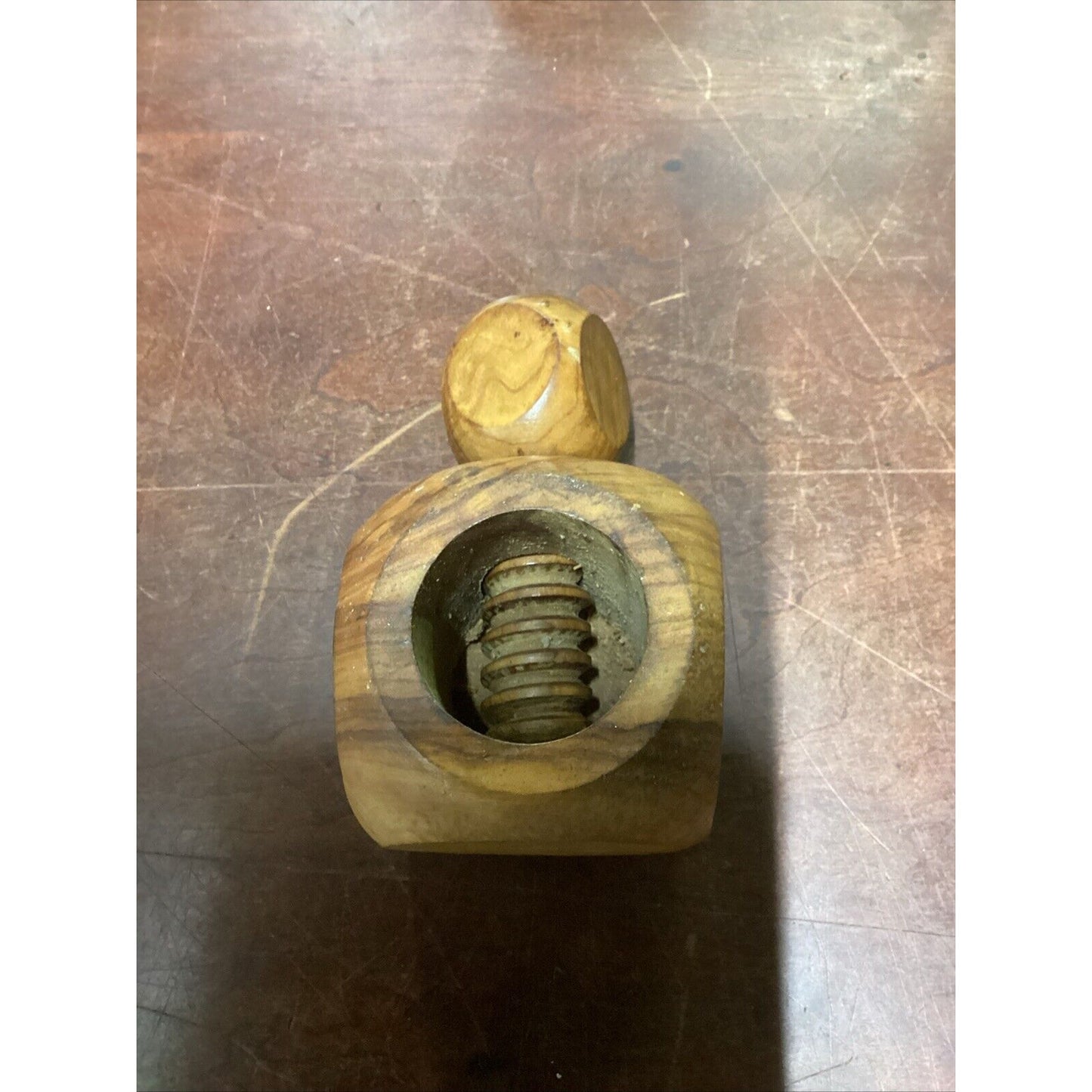 Vintage Teak Wooden Nut Cracker, Salt Cellar & Cheeseboard (no Knife)