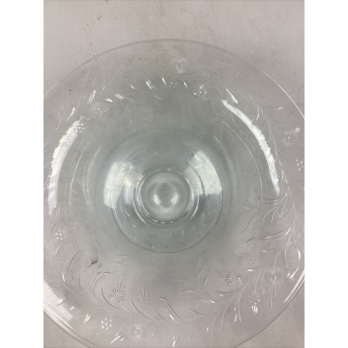 Large Vintage Glass Floral Salad Serving Bowl - 12”D