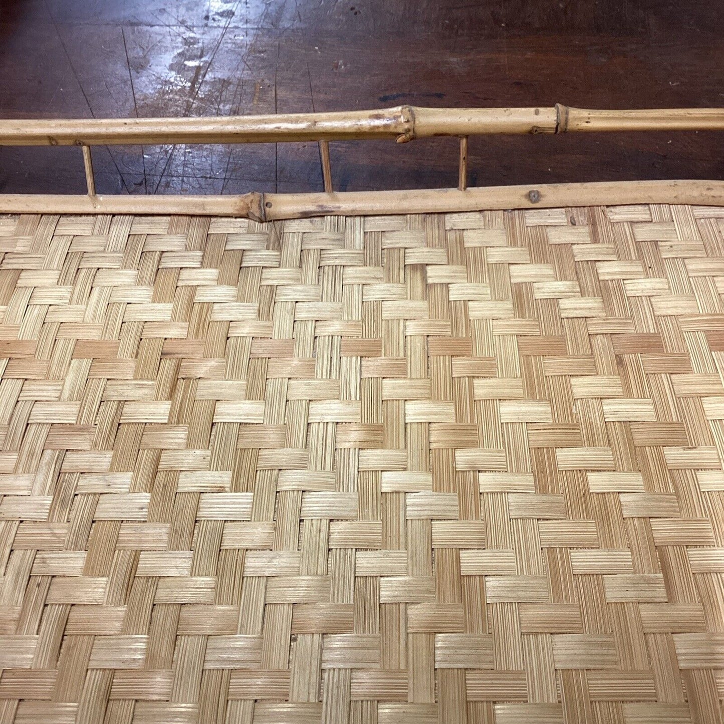 Vintage Woven Bamboo Rattan Wicker Serving Lap Trays Tiki Bar