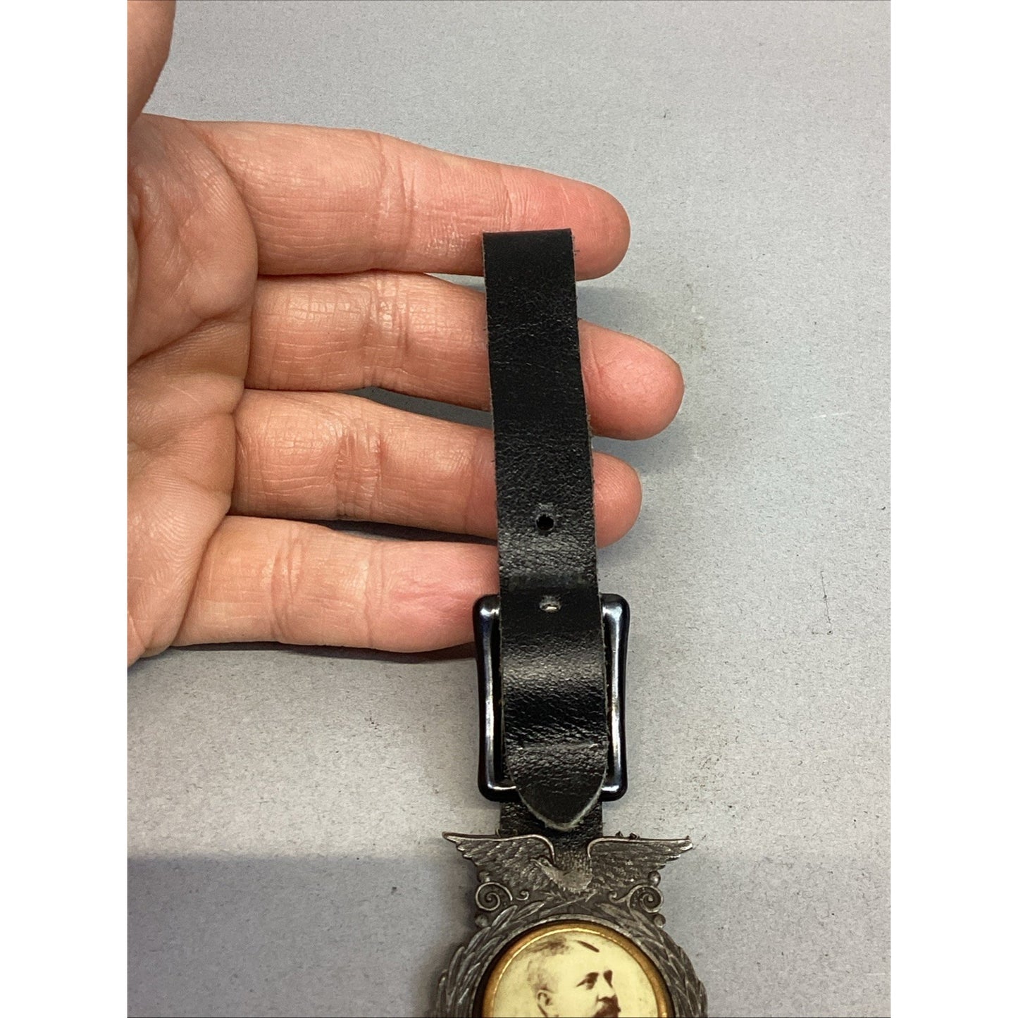 Antique Watch Fob With Leather Band - Whitehead & Hoag Co. Newark, NJ