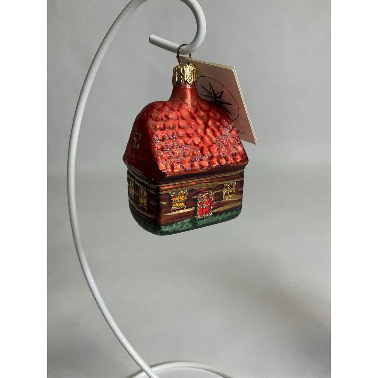 Christopher Radko Tropical Pelican Pete + Christmas Cabin Ornament / Damaged