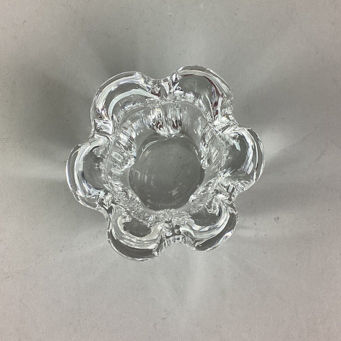 Vintage Orrefors Small Crystal Candle Holder - 3” - Made In Sweden
