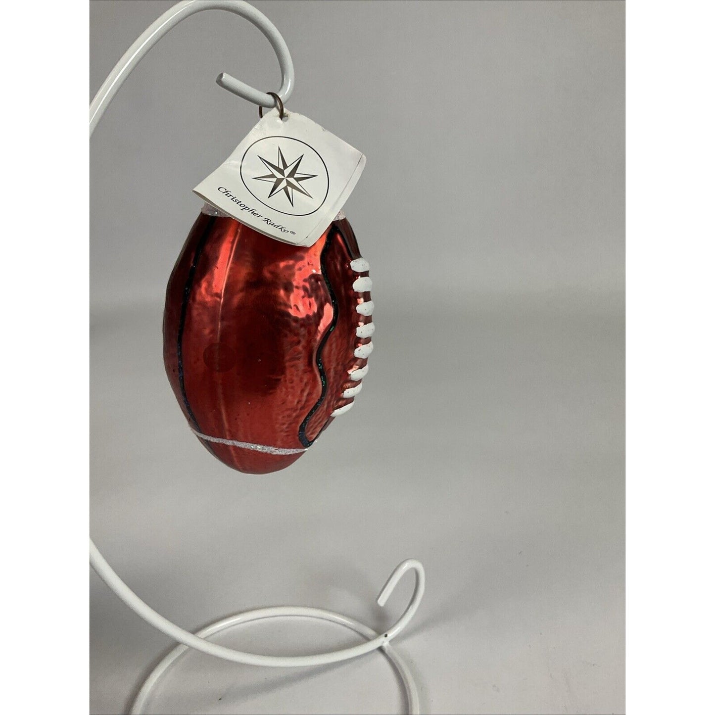 Christopher Radko Handblown Glass Football Christmas Ornament