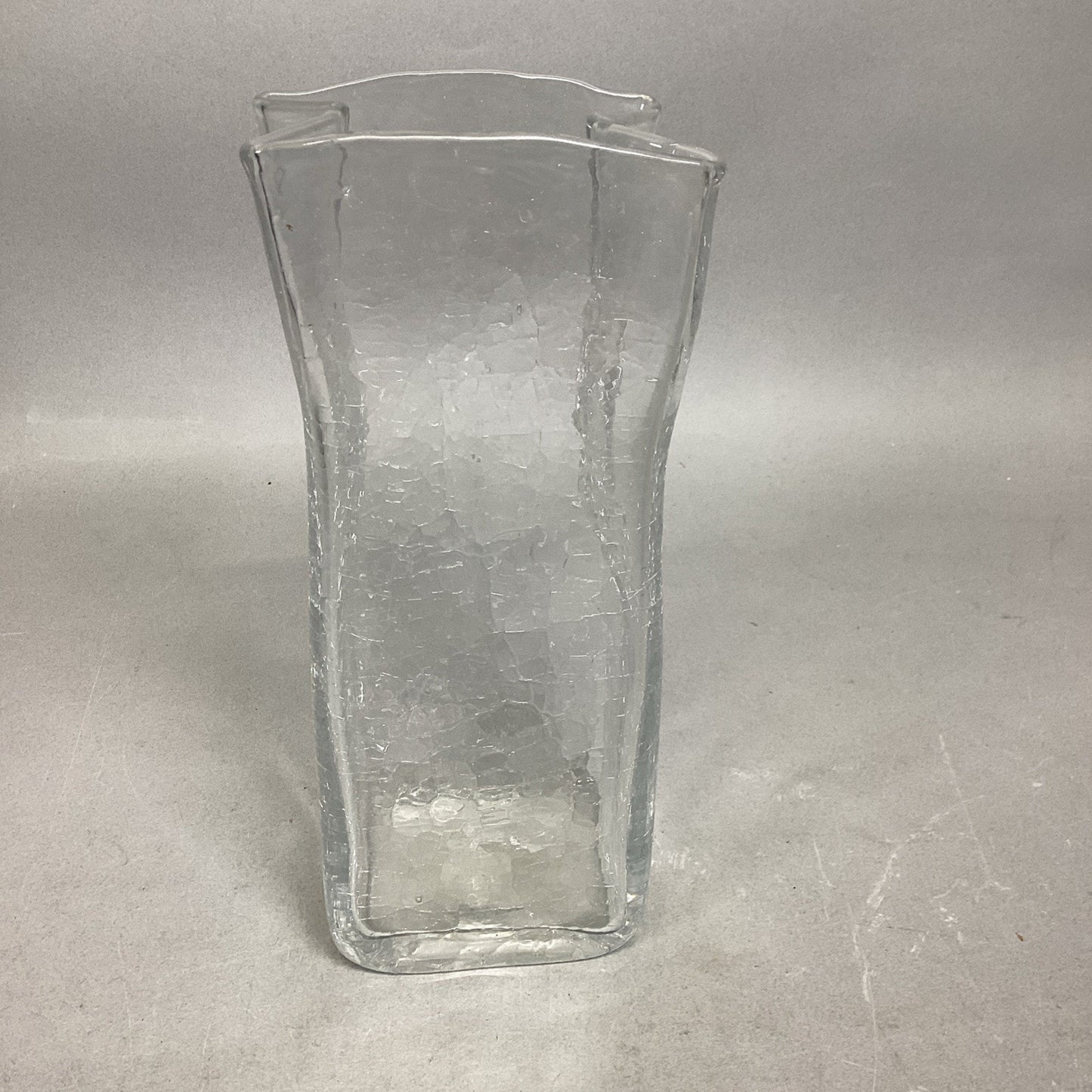 Hand Blown Crackled Glass Vase - 8.75”H
