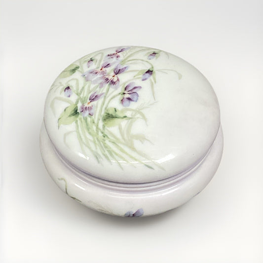 Limoges Elite Purple Flower Trinket Box - Made In France