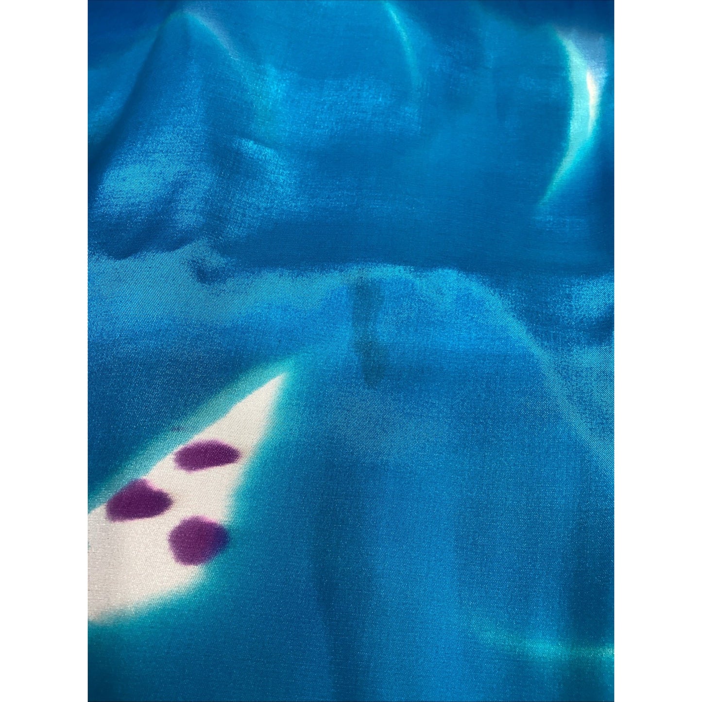 Blue Floral Silk Women’s Scarf Wrap Shawl - 45x43”