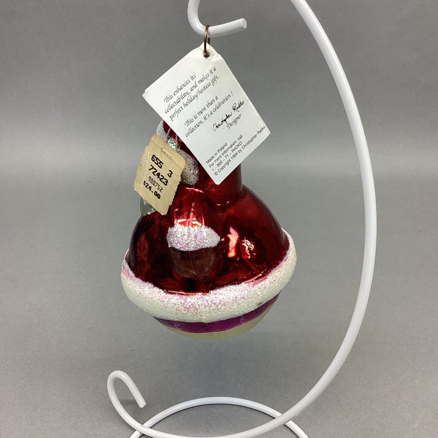 Radko HERITAGE African American SANTA Roly Poly Ornament 90-072-0 - Damaged