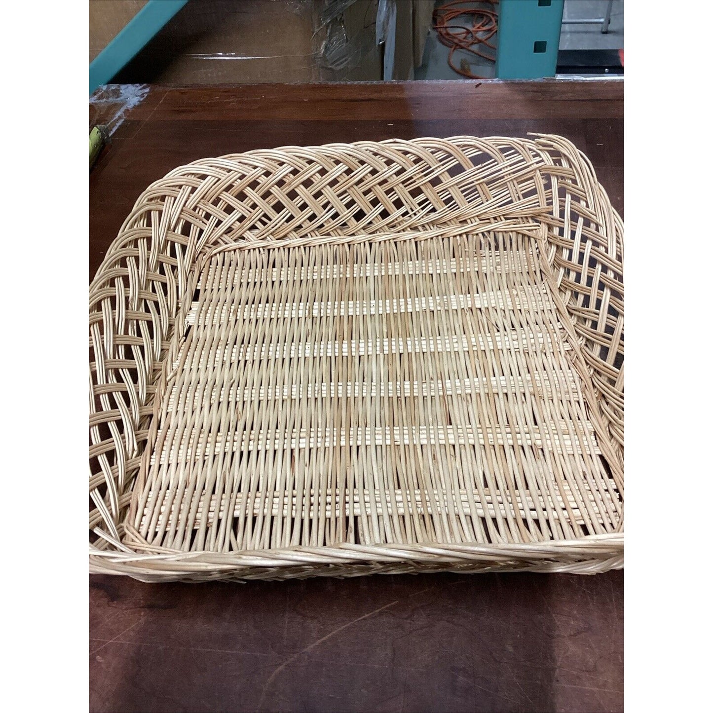 Vintage Wicker Bread Basket - 14.5”D