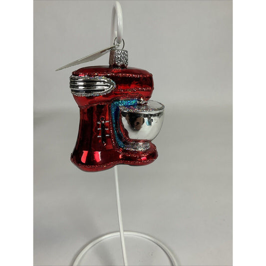 Old World Christmas OWC RED MIXER KITCHEN APPLIANCE Glass Iridescent Ornament