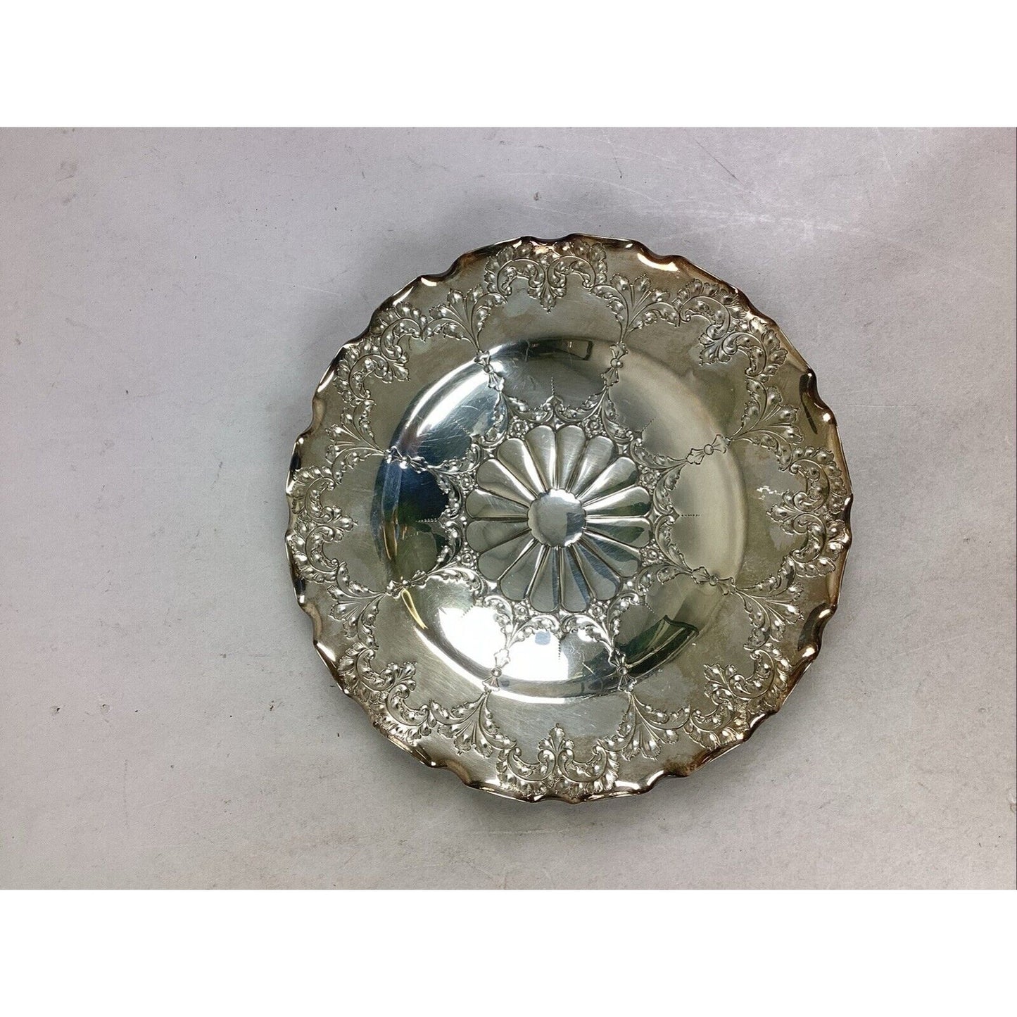 Set Of 2 Antique EPNS Round Dish Plate #6807
