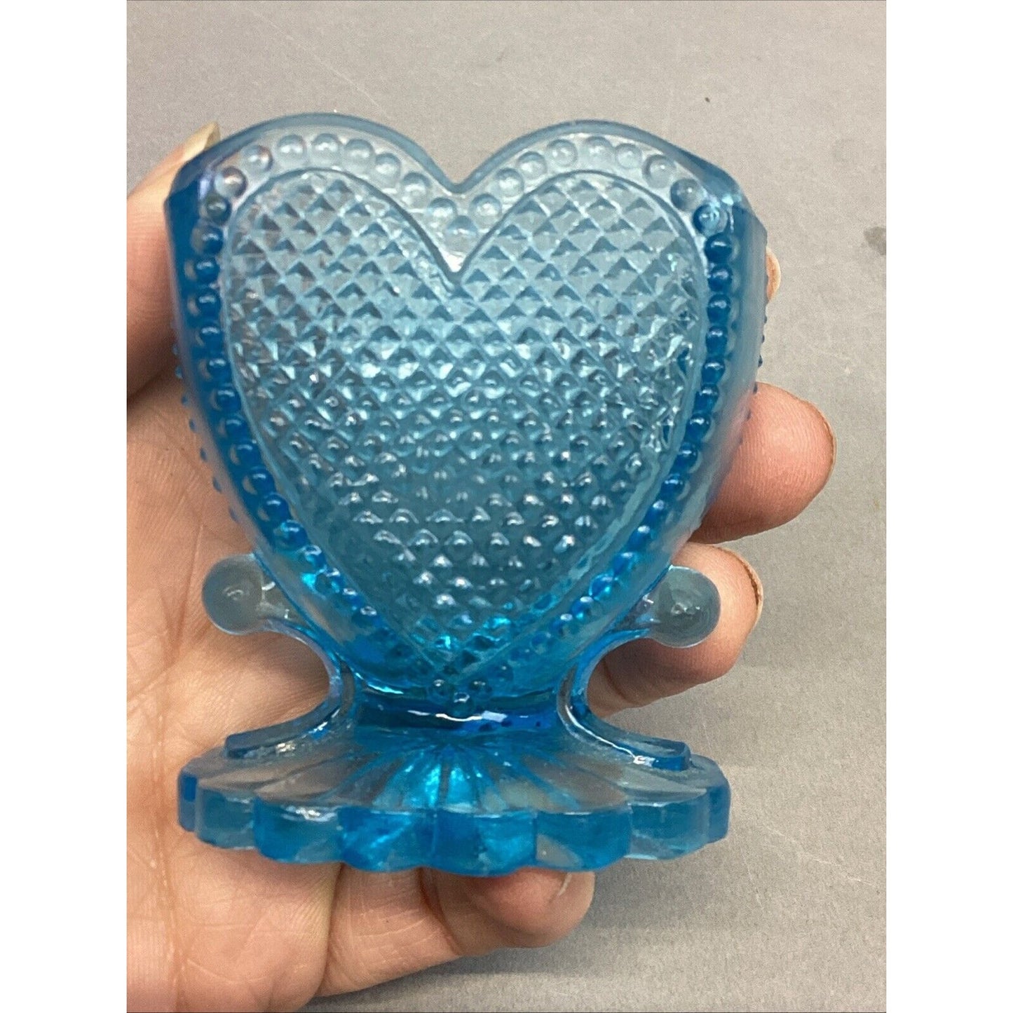 Degenhart Glass Royal Blue Heart Toothpick Holder