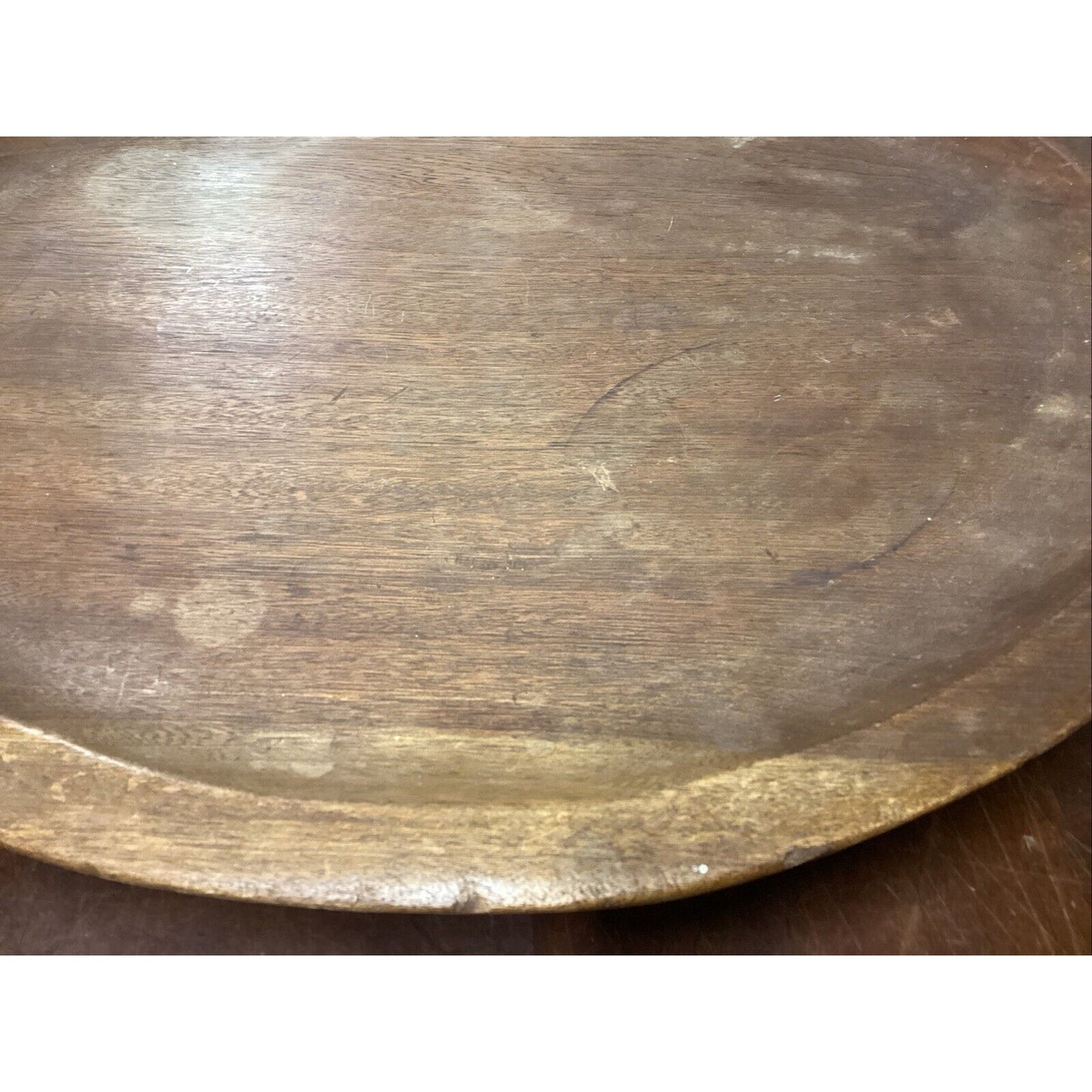 Vintage Solid & Heavy Wooden Decorative Center Table Plate Or Serving Tray -22”D