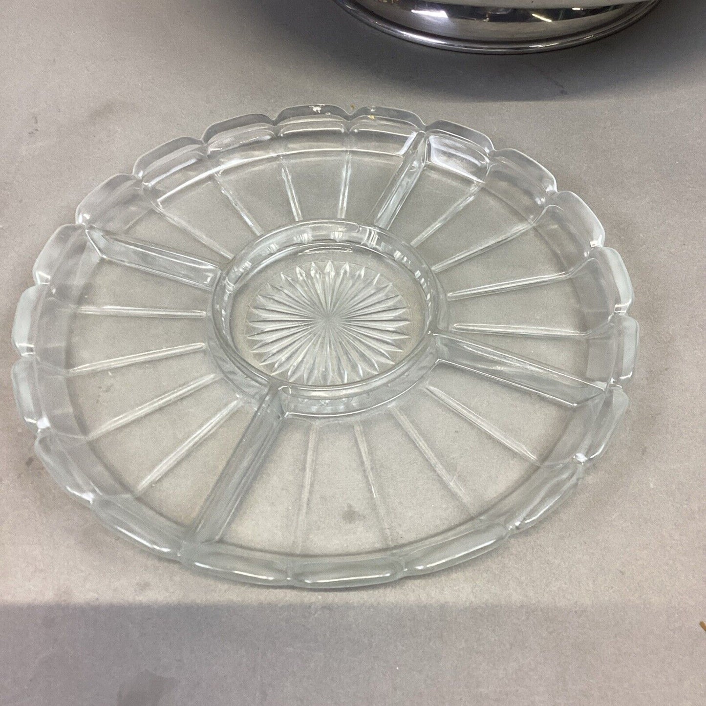 Large 16”D Floral Lazy Susan With Glass Tray For Chips N Dip And Appetizers