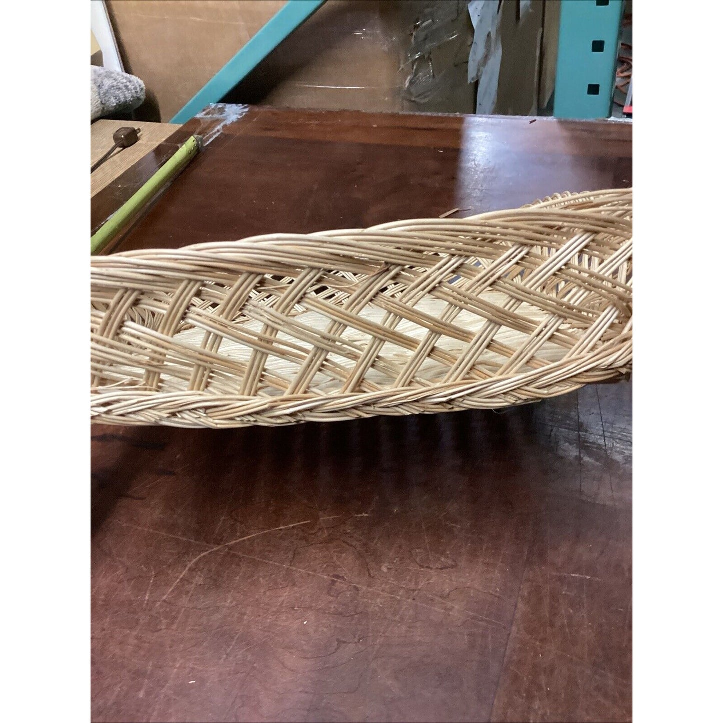 Vintage Wicker Bread Basket - 14.5”D