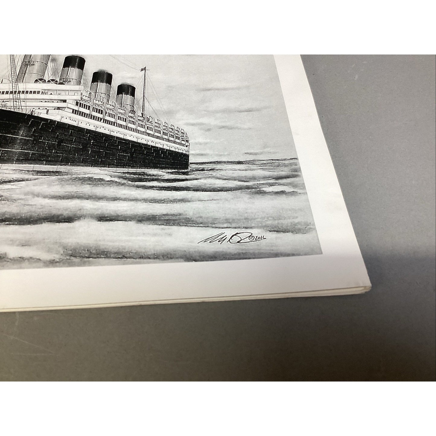 USS Aquitania Ship Art Print - 16x12” - Signed In 2018