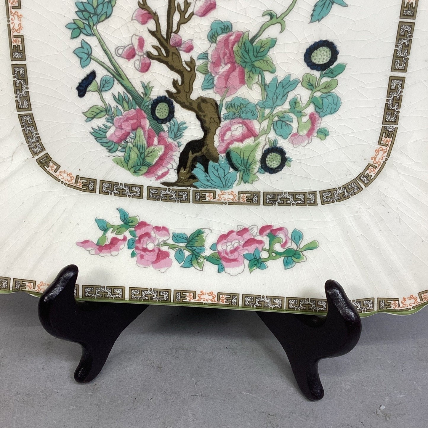 VTG Myott Staffordshire INDIAN TREE Scalloped Square Luncheon Cake Plate 11.5"