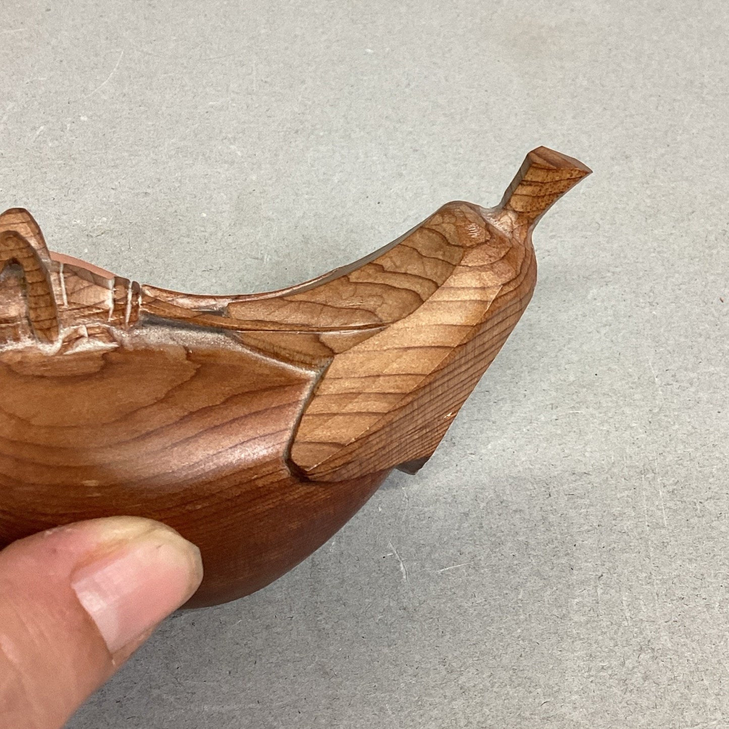 Hand Carved Wooden Grasshopper Cricket On Pear Miniature Trinket Box Figurine