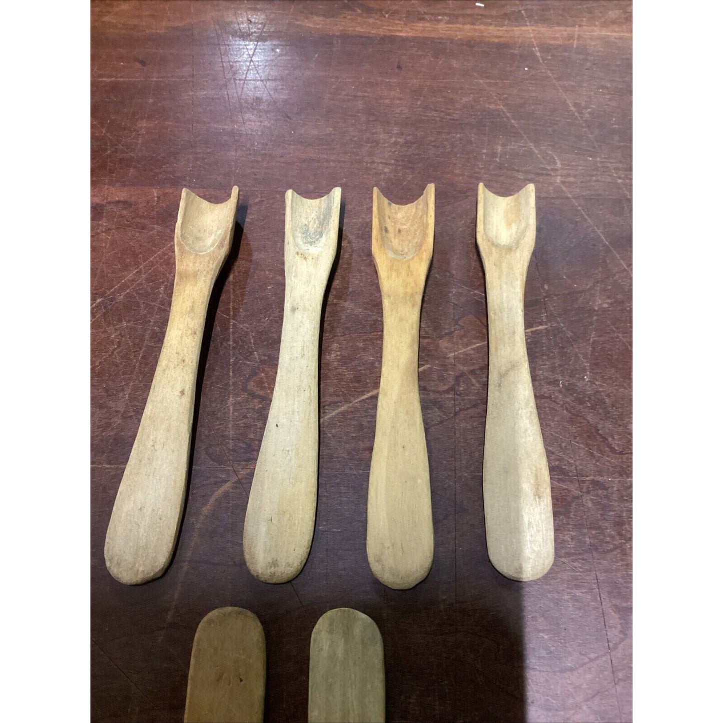 Lot Of 8 Handmade Wood Utensils - Spoons Spatulas