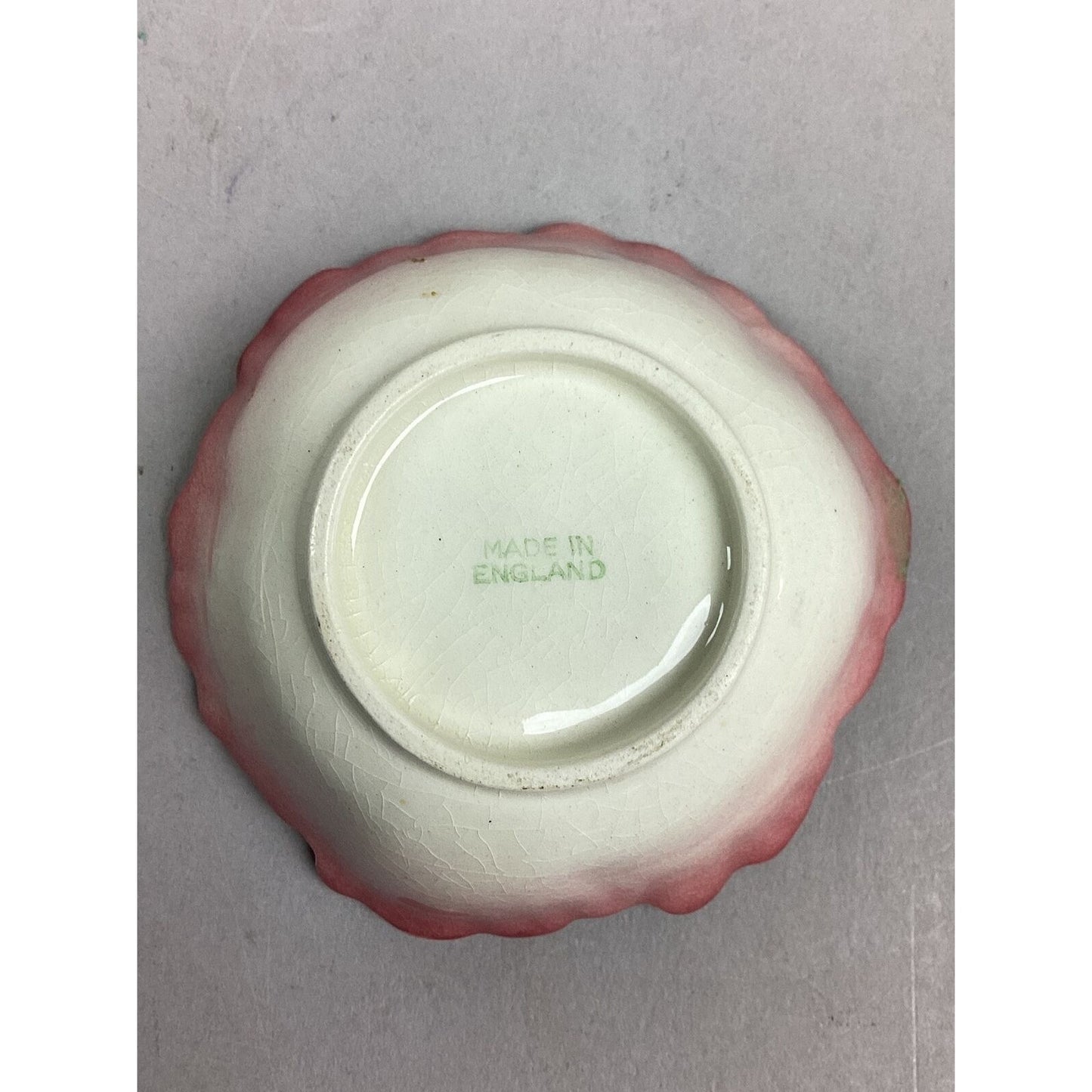 Floral Pink Trinket Dish - Made In England - 1.25”x3”