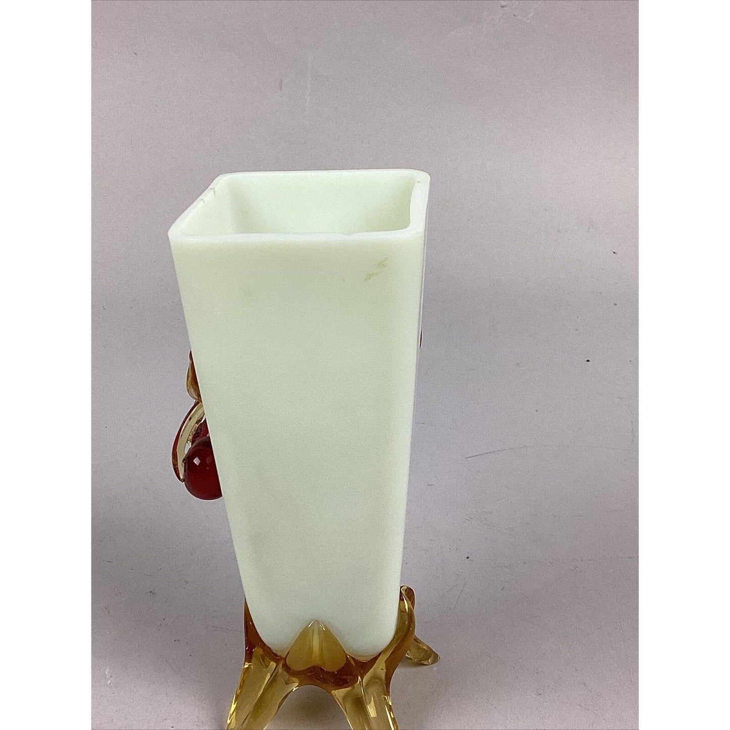 Vintage Stevens & Williams Uranium Glass Cherry Vase - 6” - Glows
