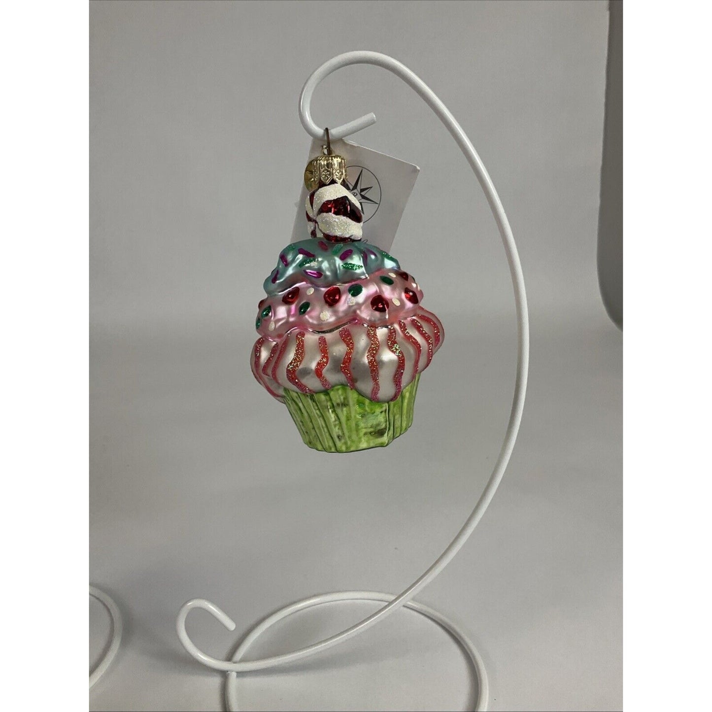 Christopher Radko Mint Confection Cupcake + Tiny Tootsies Christmas Ornaments