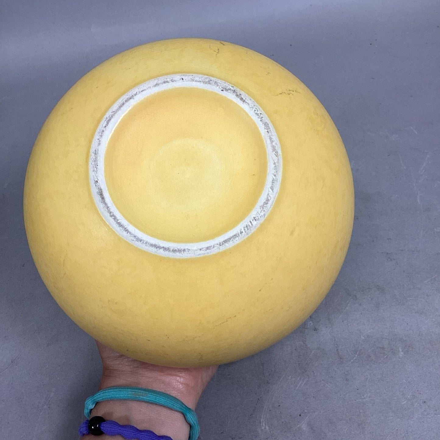 Vintage Yellow Ceramic Spherical Vase - 6”H