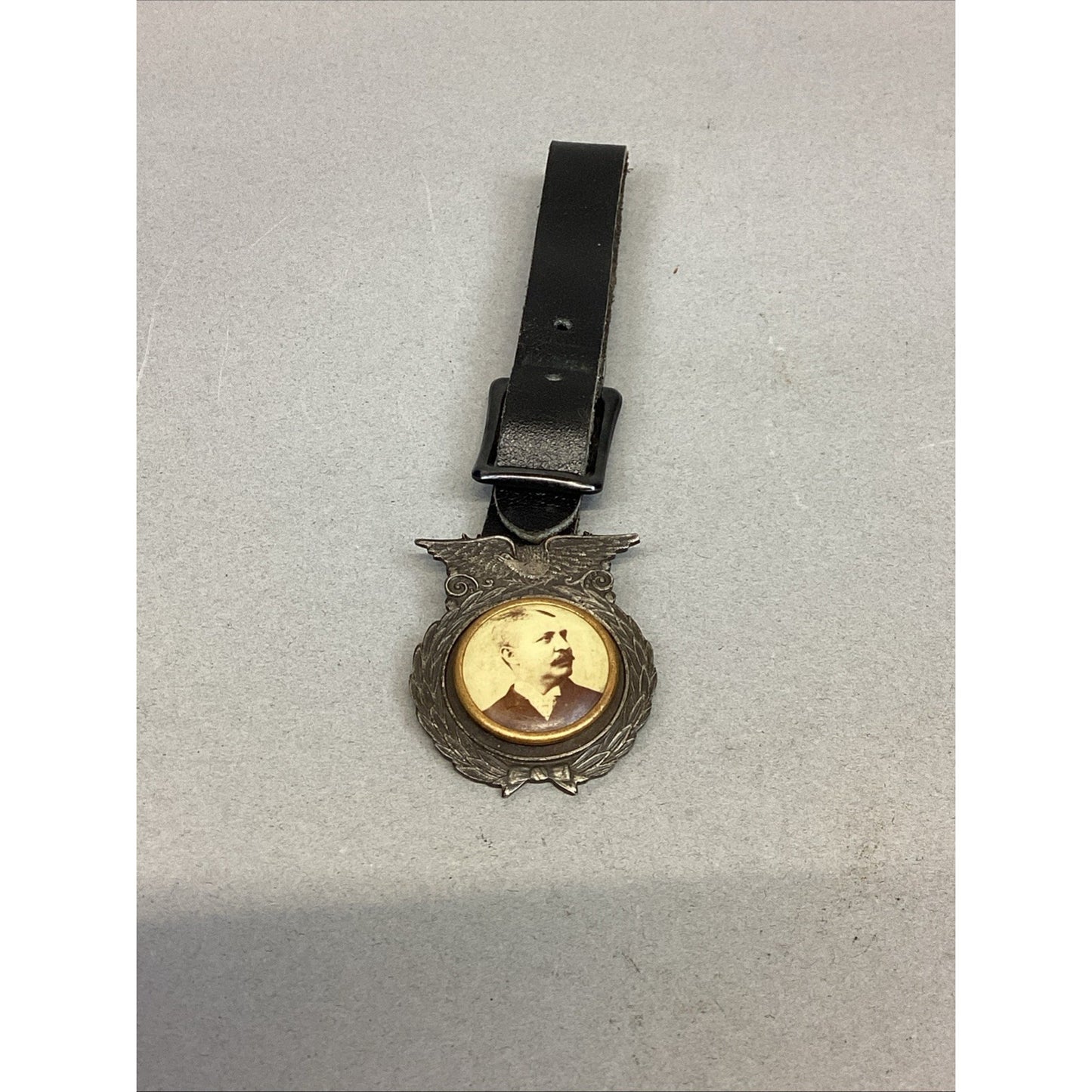 Antique Watch Fob With Leather Band - Whitehead & Hoag Co. Newark, NJ