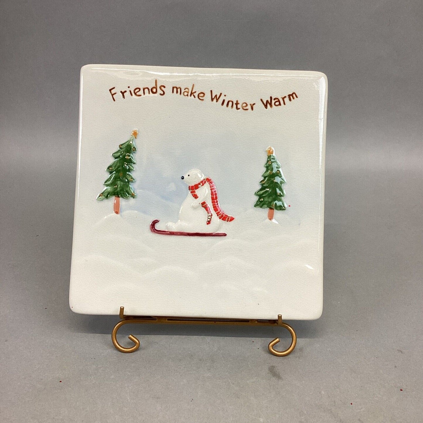 Polar Bear On Sled Hot Plate, Charles Dickens Christmas Sign & Gingerbread Ornam