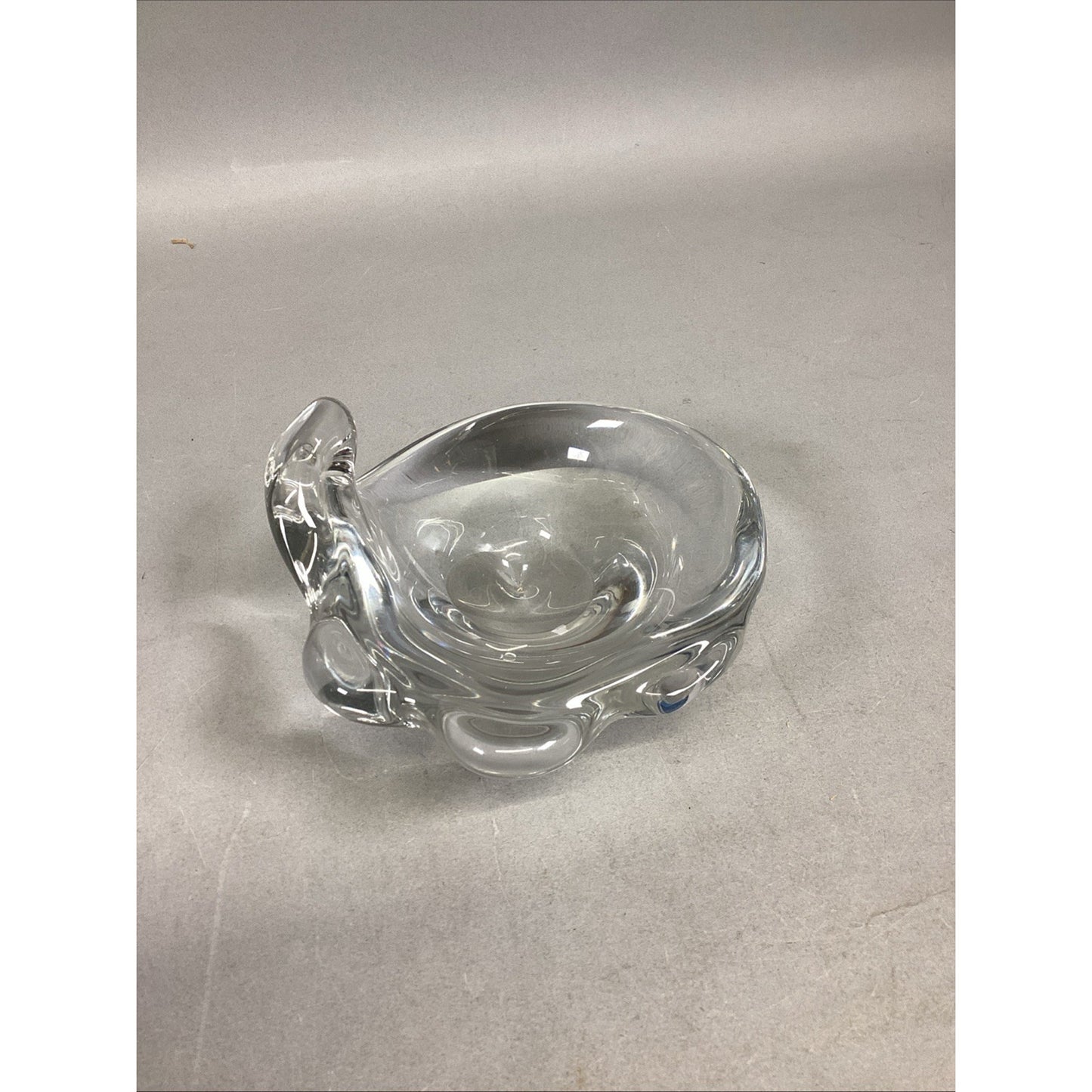 Vintage Heavy Daum Signed Glass Ashtray Trinket Dish - Made In France