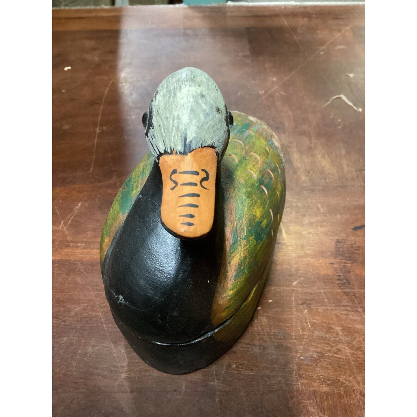Vintage Hand Painted Wooden Duck Trinket Box