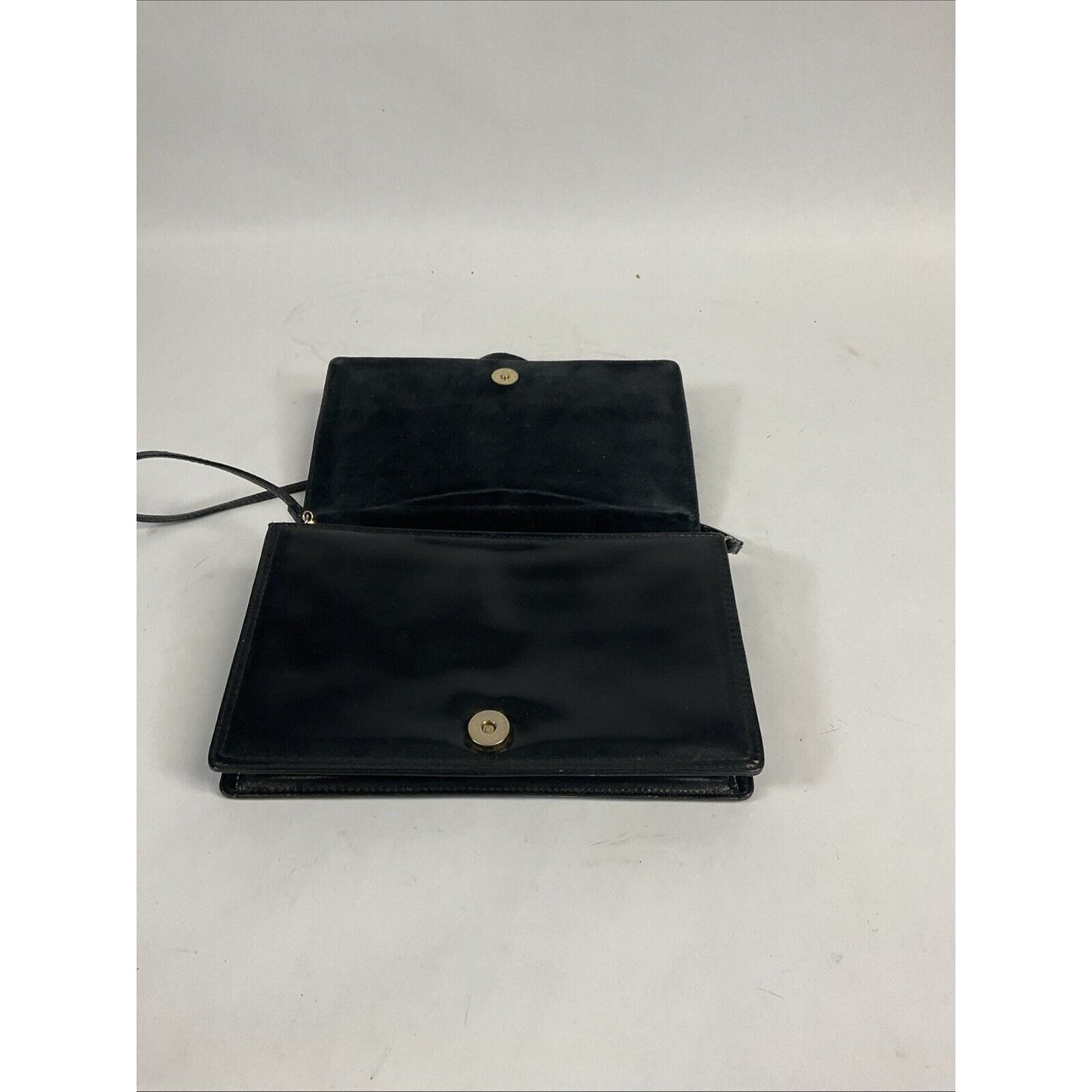 VINTAGE 80s Black Patent Shoulder Bag Cross Body Purse