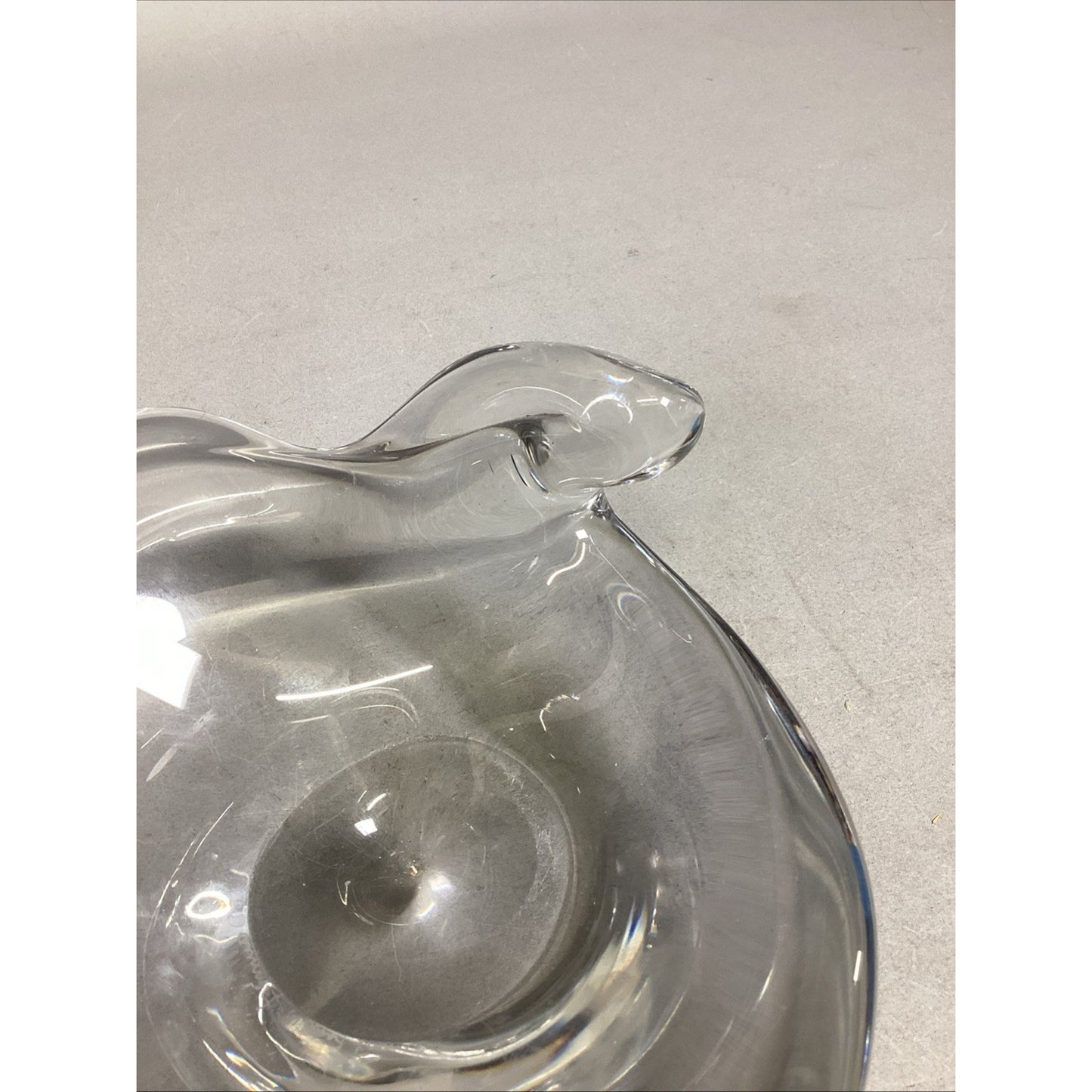 Vintage Heavy Daum Signed Glass Ashtray Trinket Dish - Made In France