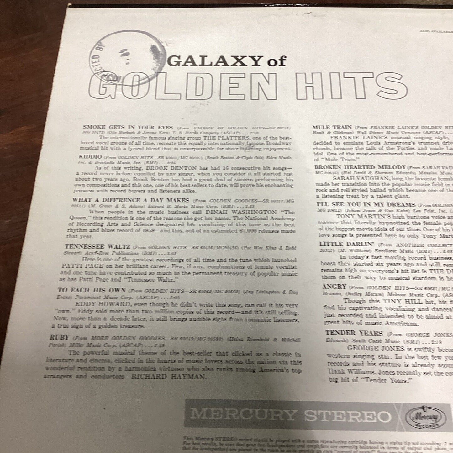 Smooth Country Greats & Galaxy Of Golden Hits LP Record
