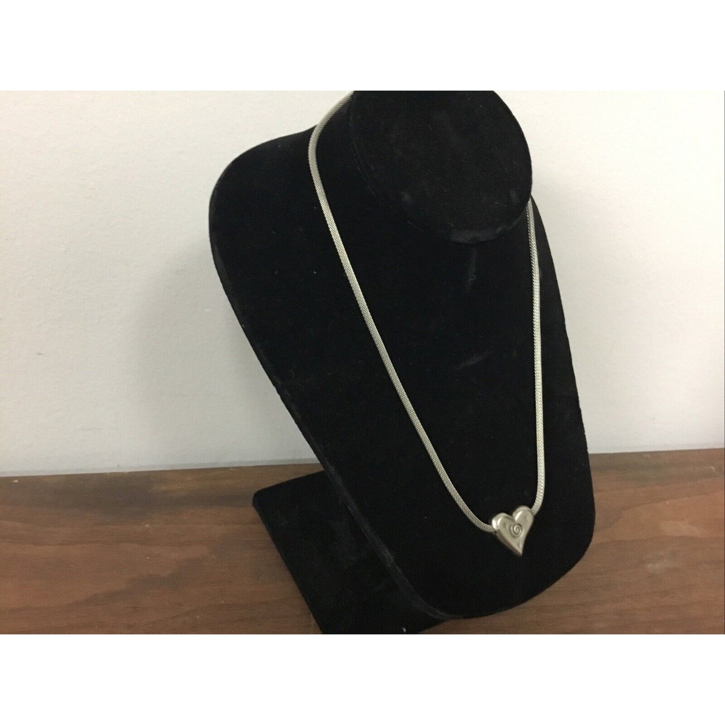 Chunky Silver Tone Open Heart Pendant Necklace