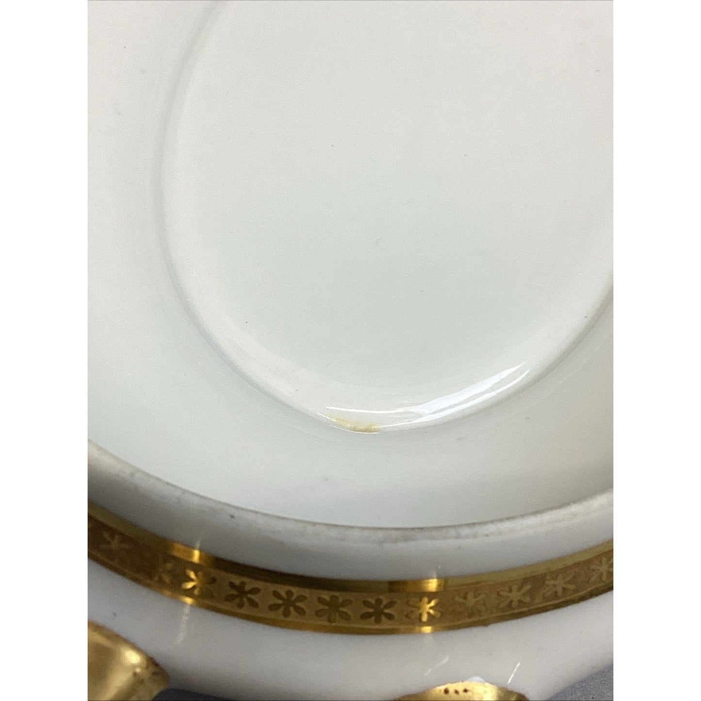 Limoges Elite White W/ Gold Encrusted Oval Covered Vegetable Dish French China