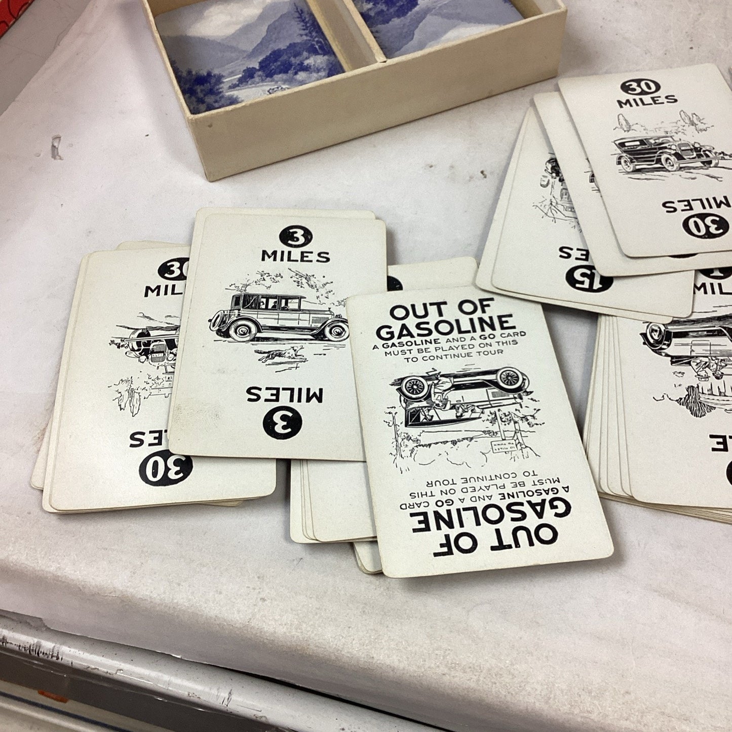 1926 VTG Parker Brothers Touring Card Game Original Box & 2 Instruction Books