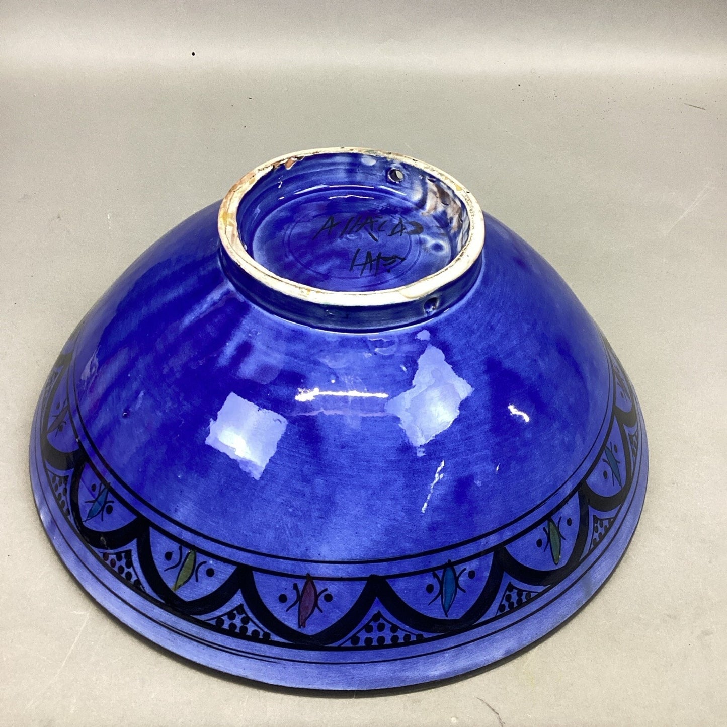 Royal Blue Handmade Hand Painted Salad Fruit Serving Bowl - 5.75”Hx14”D