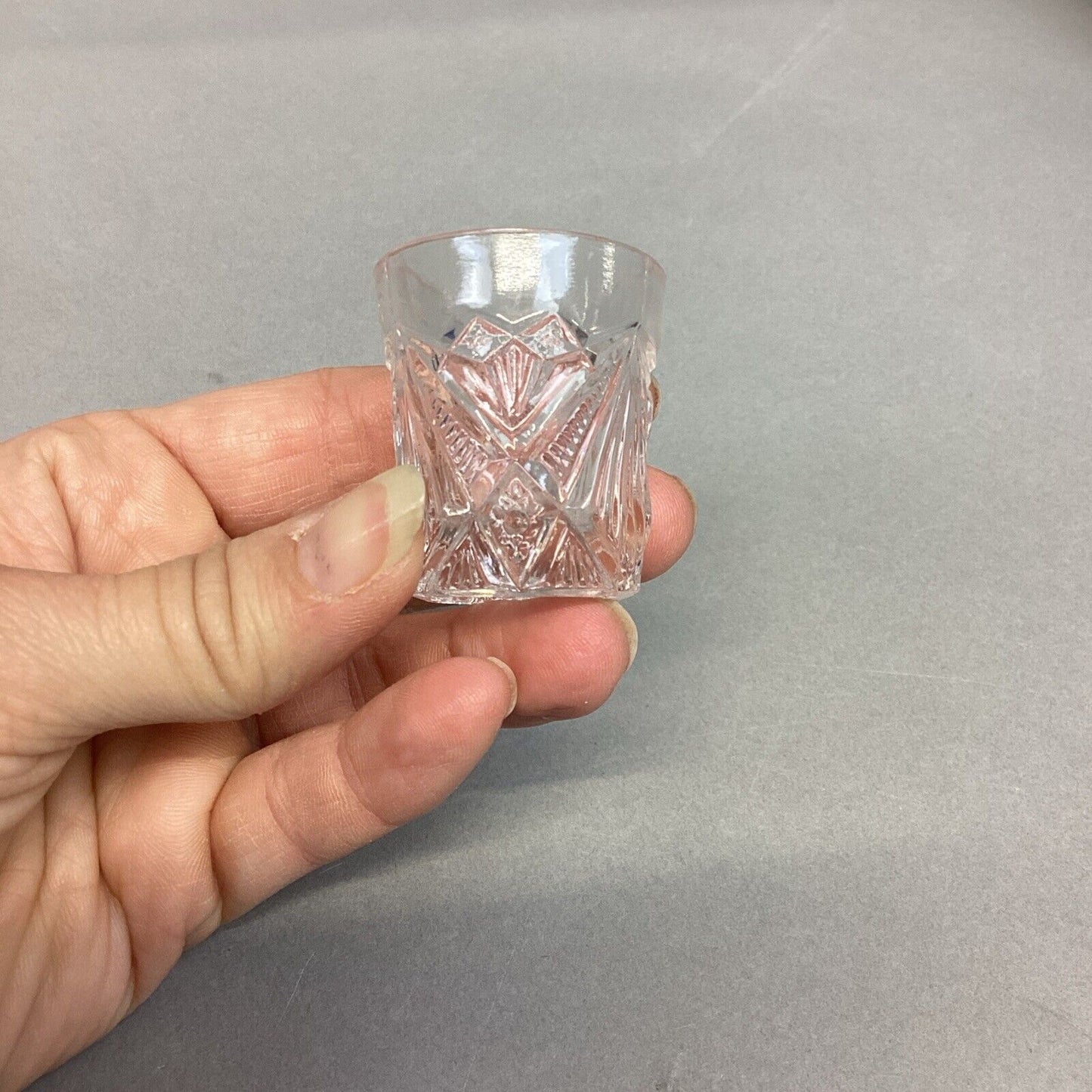 Vintage 1950’s Amber Colored Shot Glass & VTG Clear Shot Glass