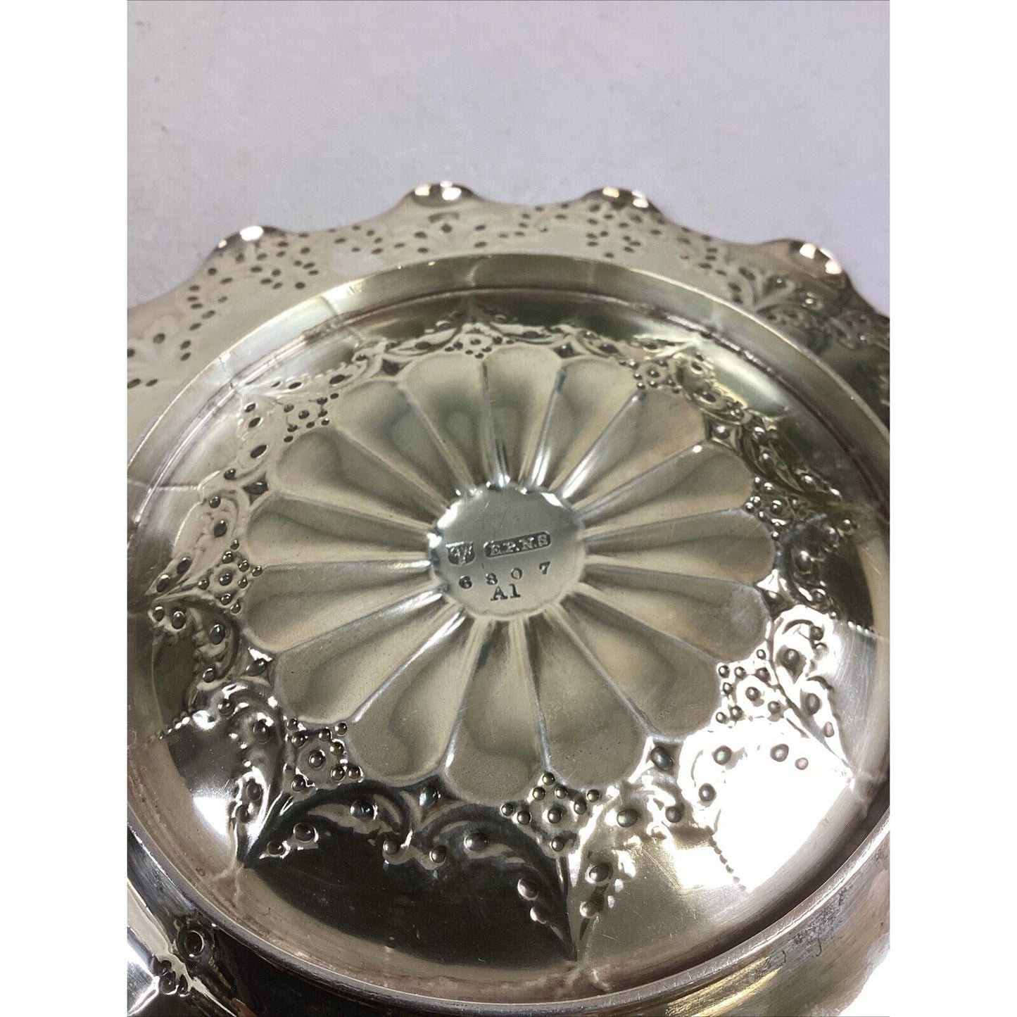 Set Of 2 Antique EPNS Round Dish Plate #6807