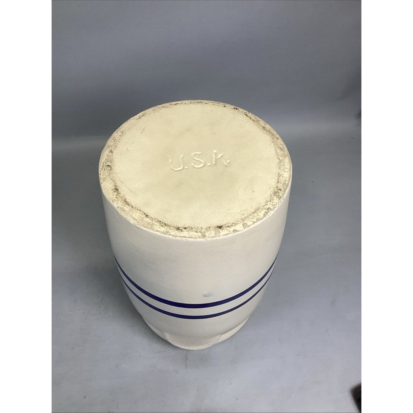Robinson Ransbottom Butter Churn Crock 3 Gallon Blue Crown/Blue Striped - 14”H