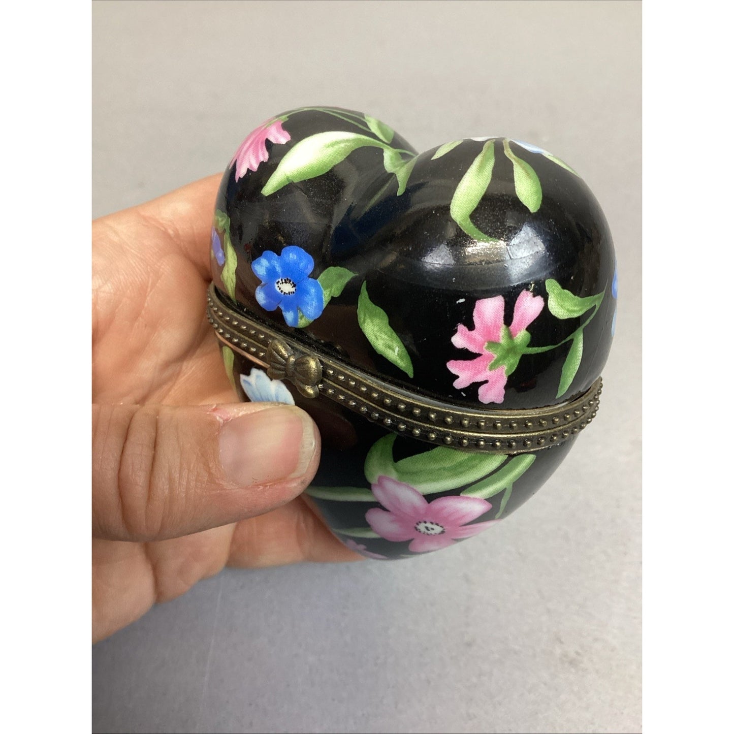 Vintage Floral Heart  Heart Trinket Box