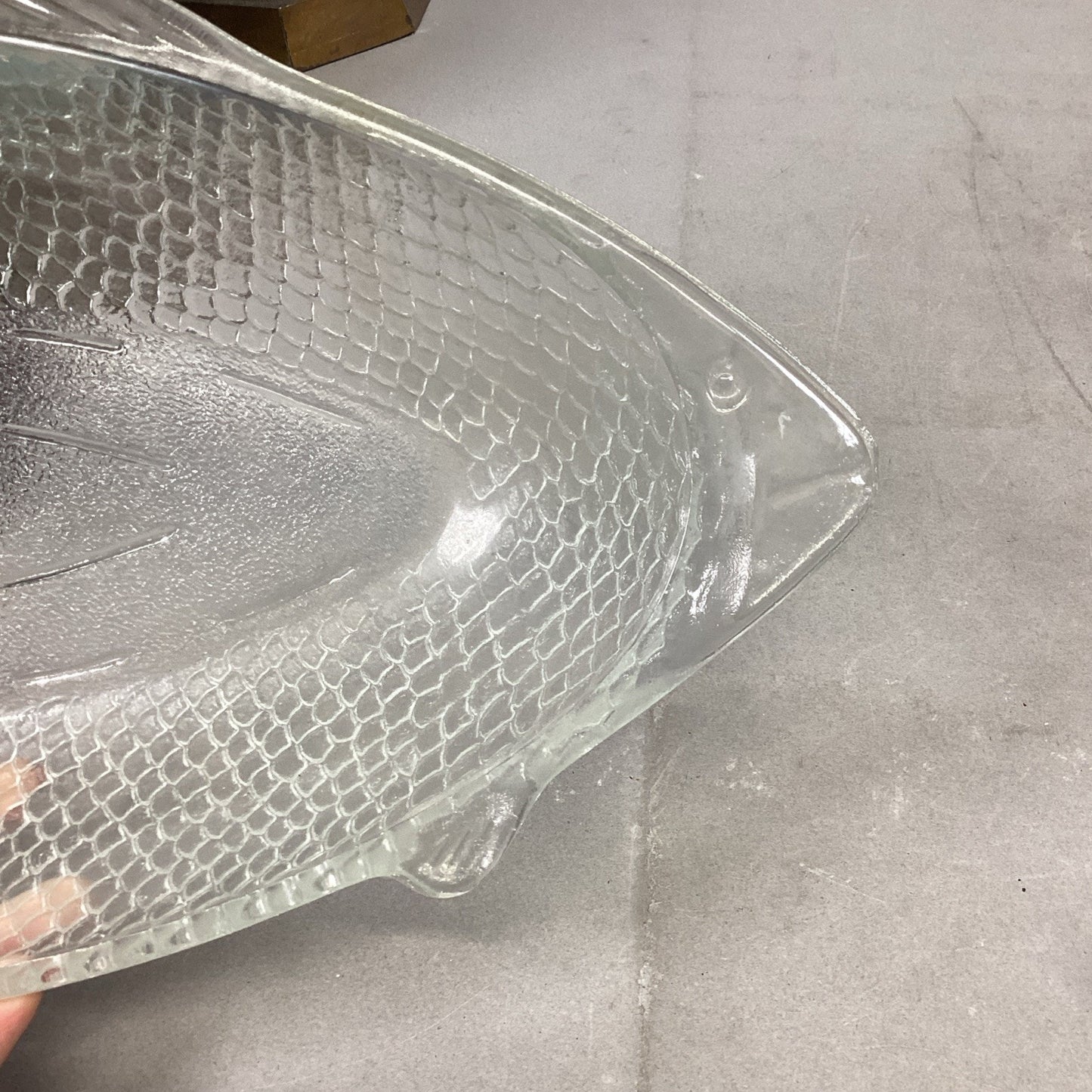 GLASSBAKE 18" Clear Glass Fish Shaped Baking Dish Platter Vintage # J141