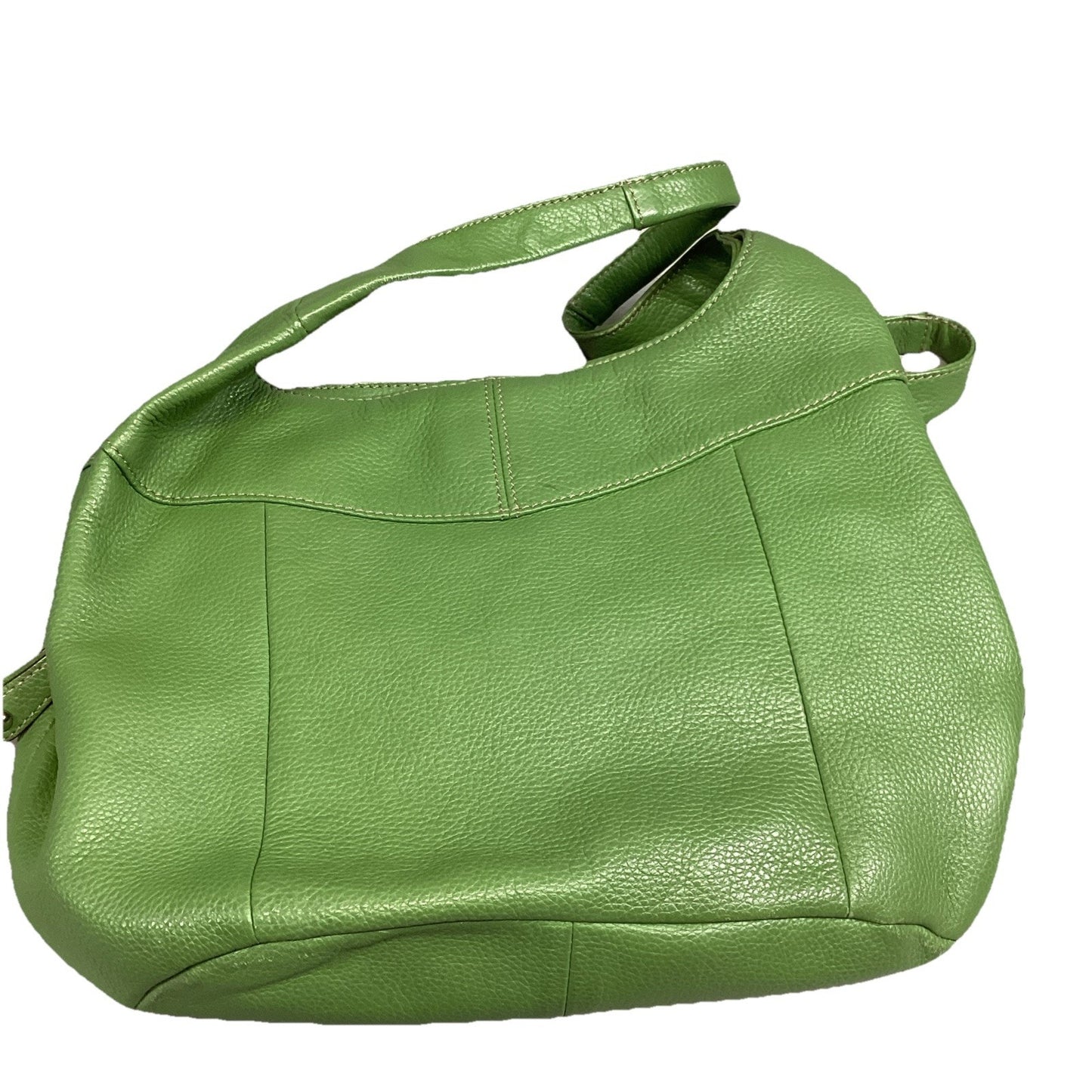 TIGNANELLO Double Handle Green Pebbled Leather Satchel Shoulder Bag Purse