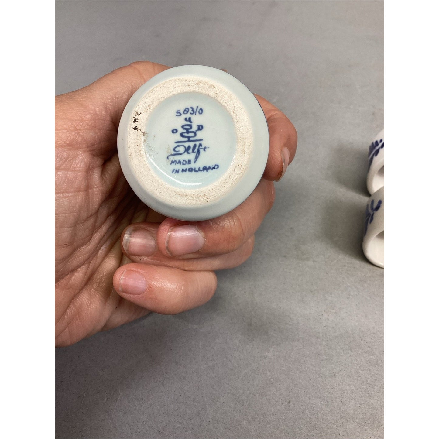 Delft Salt & Pepper Shakers W/ 4 Delft Napkin Ring Holders