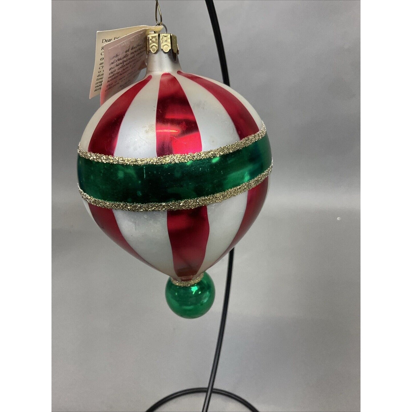 Radko Glory Abounds + Candy Striped Balloon Christmas Ornament / Damaged