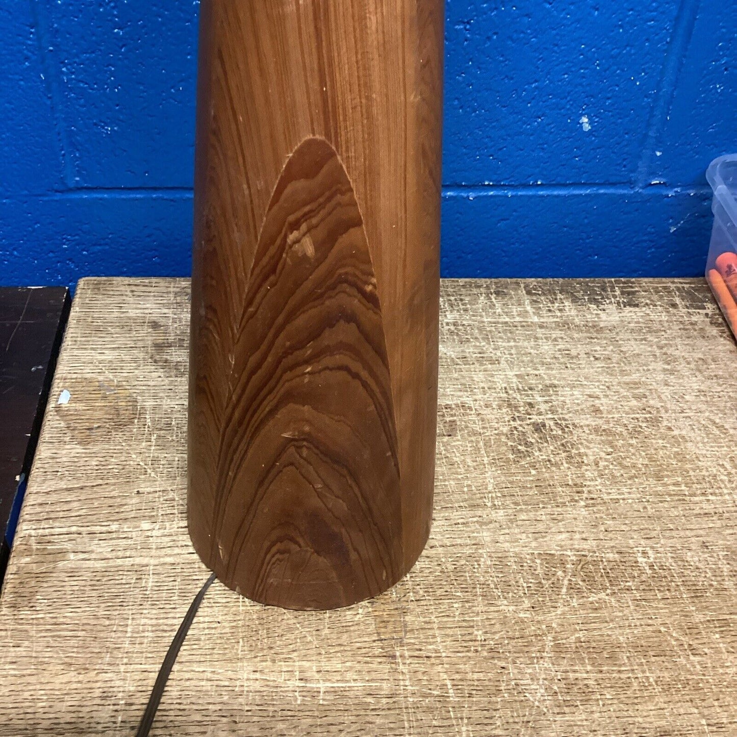 Large Vintage Wooden Lamp - 37” Tall - No Lampshade - Tested & Works
