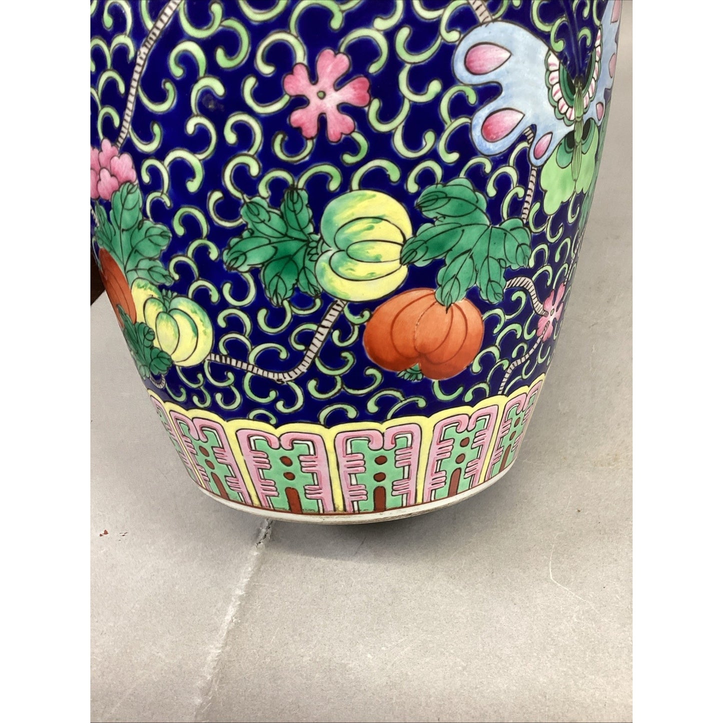 Vintage Japanese Floral And Butterflies Vase - 14.5”H