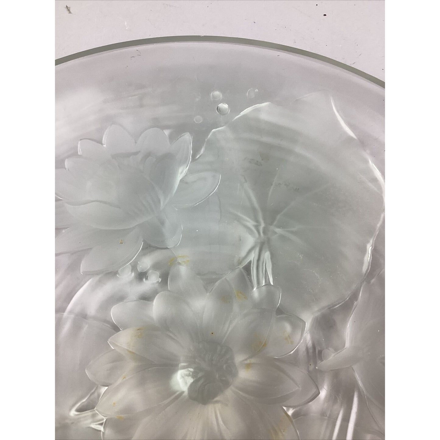 Vintage Verly’s Frosted Water Lilies Bowl - Signed - 13 3/4”