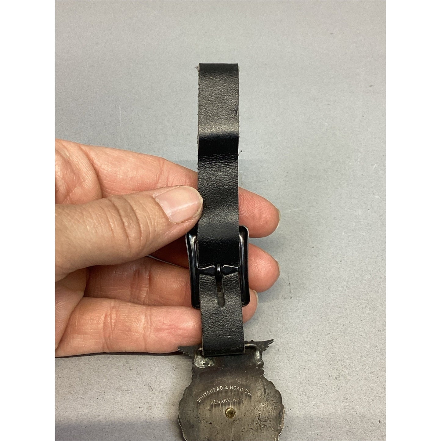Antique Watch Fob With Leather Band - Whitehead & Hoag Co. Newark, NJ