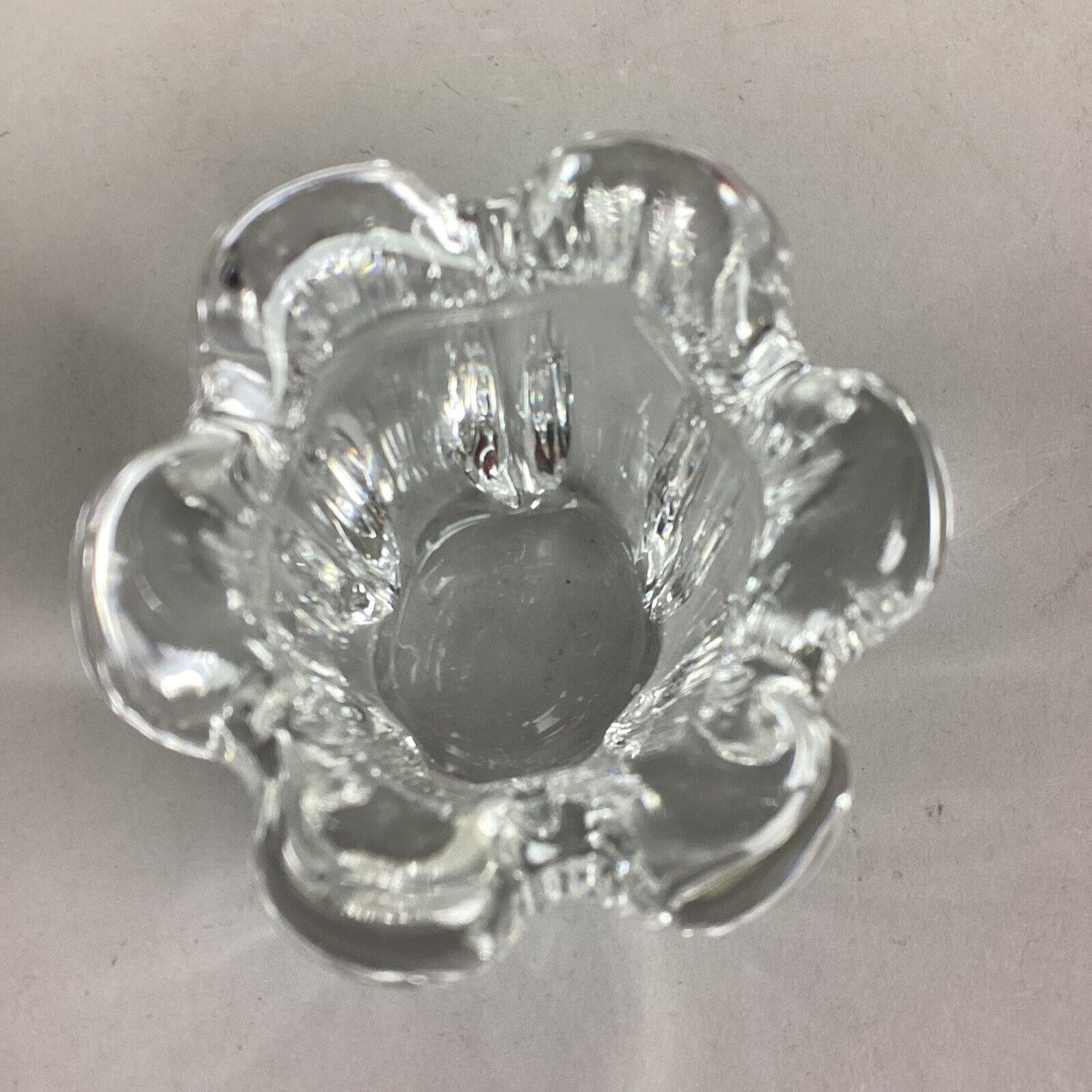 Vintage Orrefors Small Crystal Candle Holder - 3” - Made In Sweden